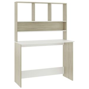 vidaXL rakstāmgalds ar plauktiem, 110x45x157 cm, skaidu plāksne