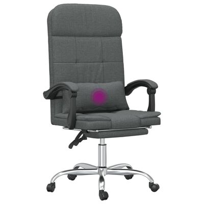 vidaXL masāžas biroja krēsls, atgāžams, tumši pelēks audums
