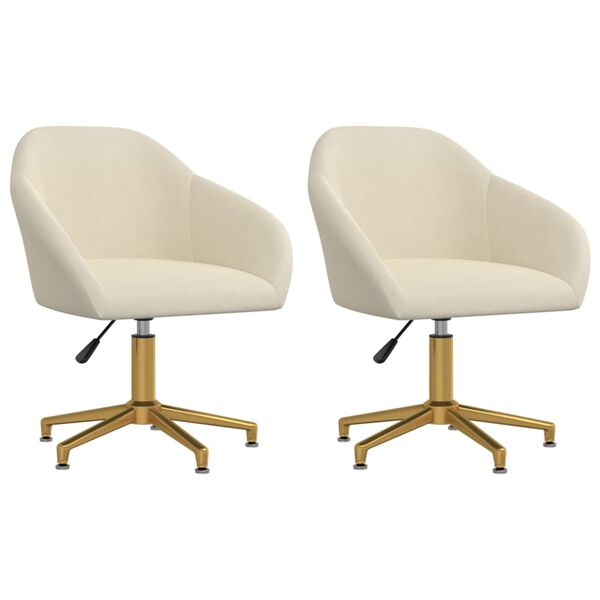 vidaXL grozāmi virtuves krēsli, 2 gab., krēmkrāsas samts