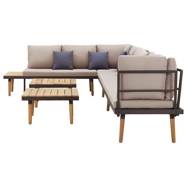 vidaXL 8-vietīgs dārza atpūtas mēbeļu komplekts ar matračiem, akācija