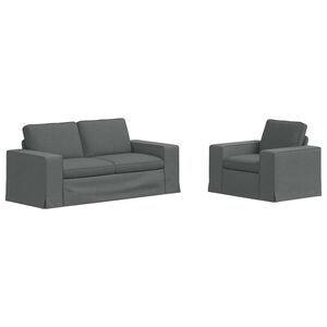 vidaXL Dīvānu komplekts 2 pcs Tum&scaron;i pelēks 182 x 80 x 82 cm audums