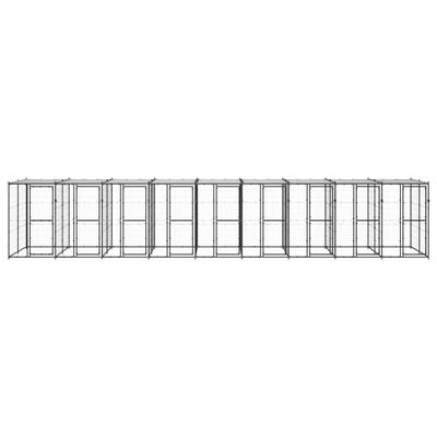 vidaXL suņu voljērs ar jumtu, 21,78 m², tērauds