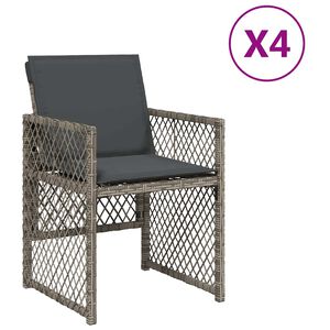 vidaXL dārza krēsli ar matračiem, 4 gab., pelēka PE rotangpalma