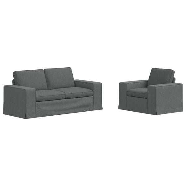 vidaXL Dīvāns 2 pcs Tum&scaron;i pelēks 182 x 80 x 82 cm audums