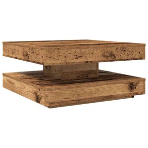 vidaXL kafijas galdiņ&scaron;, 360 grādos grozāms, vecs koks, 70x70x34,5 cm