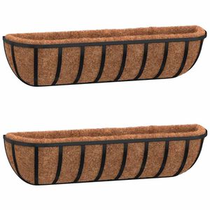 vidaXL sienas siles, 2 gb., kokosa ieliktņi, 61x19x16cm, melns tērauds