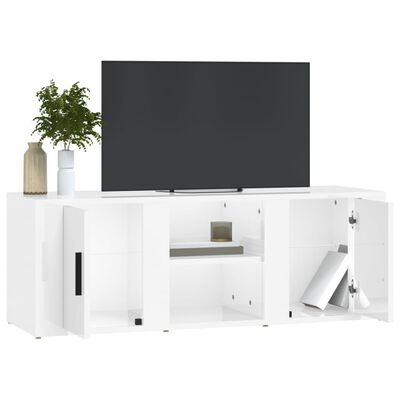 vidaXL TV skapītis, spīdīgi balts, 100x31,5x35 cm, inženierijas koks