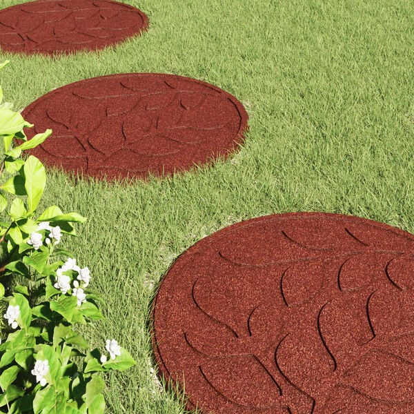 vidaXL Soļu Akmens 6 pcs Sarkana &Oslash; 44 x 2 cm Gumija