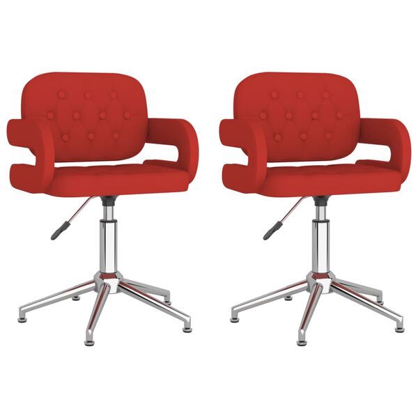 vidaXL grozāmi virtuves krēsli, 2 gab., vīnsarkana mākslīgā āda