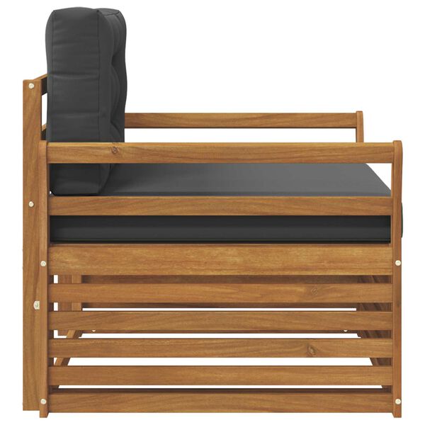 vidaXL Āra dīvānu komplekts Cieta akācijas koks un poliesters Dabiska