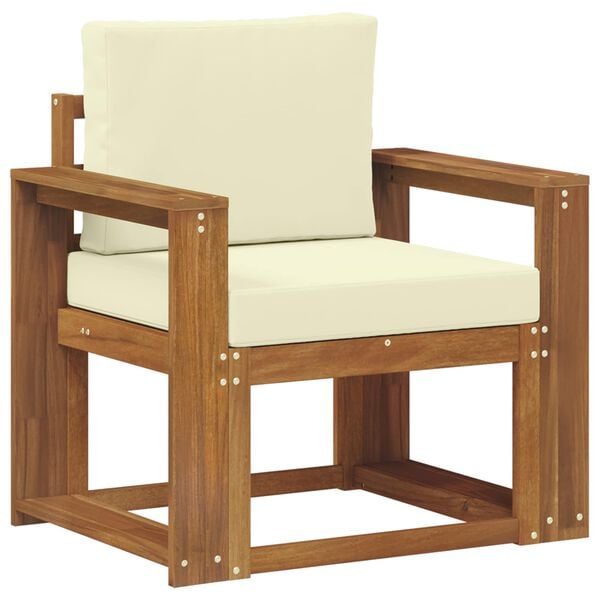 vidaXL Āra dīvāns Cieta akācijas koks un poliesters Dabiska