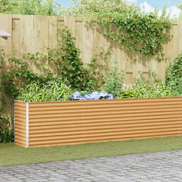 vidaXL Augstā puķu kaste Gai&scaron;i brūns 582 x 50 x 68 cm Cinkots tērauds