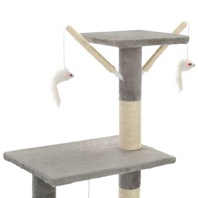 vidaXL kaķu māja ar sizala stabiem nagu asināšanai, 138 cm, pelēka