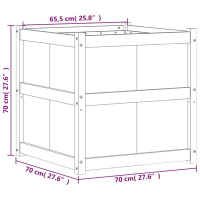 vidaXL dārza puķu kaste, 70x70x70 cm, priedes masīvkoks