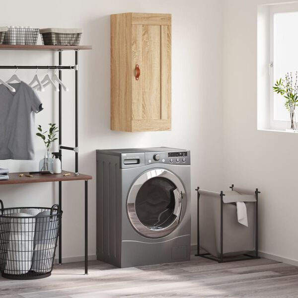 vidaXL sienas skapītis, 34,5x34x90 cm, inženierijas koks, ozolkoka