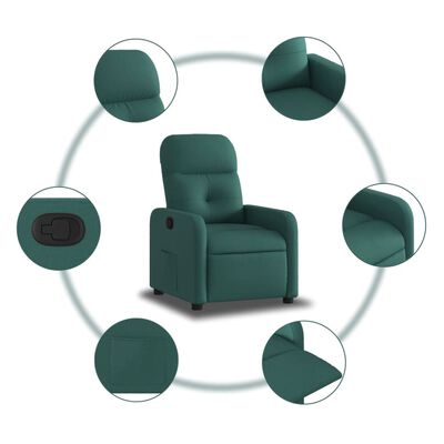 vidaXL atpūtas krēsls, atgāžams, tumši zaļš audums