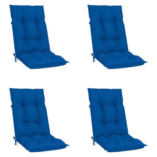 vidaXL dārza krēsli ar matračiem, atgāžami, 4 gab., masīvs tīkkoks