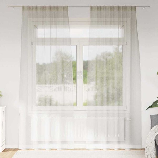 vidaXL Voile aizkaris 2 pcs Krēmkrāsa 245 x 140 cm Poliesters