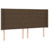 vidaXL gultas galvgalis ar LED, 183x16x118/128 cm, tum&scaron;i brūns audums