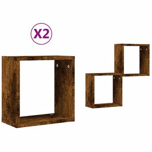 vidaXL sienas kubu plaukti 2 gab kūpināts ozols 30x15x30 cm