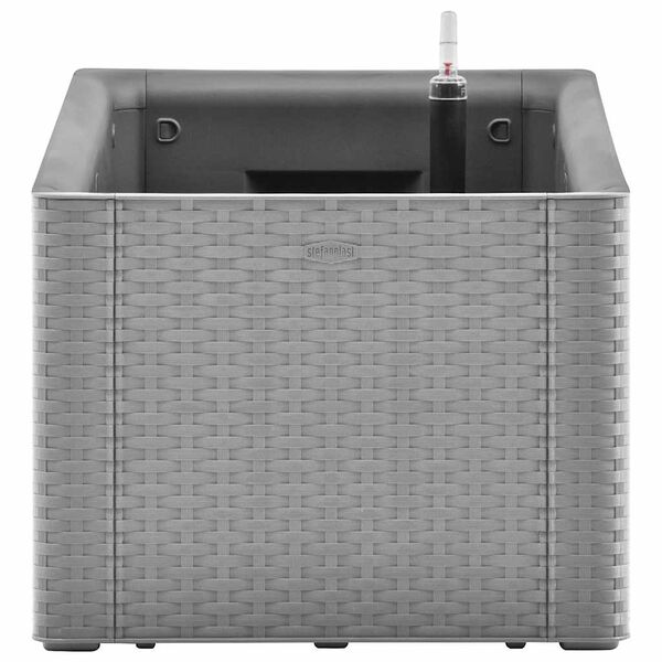 vidaXL dārza puķu kaste, pa&scaron;laistī&scaron;anas sistēma, pelēka, 100x43x33 cm