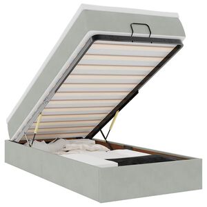 vidaXL Osmaņu gultas rāmis ar matrača gai&scaron;i pelēks 100x200cm samts