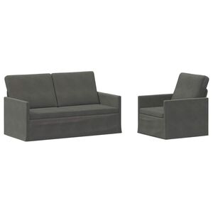 vidaXL Dīvānu komplekts 2 pcs Tum&scaron;i pelēka Korduroja audums