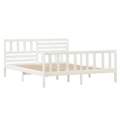 vidaXL gultas rāmis, balts, masīvkoks, 140x190 cm