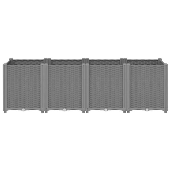 vidaXL dārza puķu kaste, gai&scaron;i pelēka, 160x40x53 cm, PP