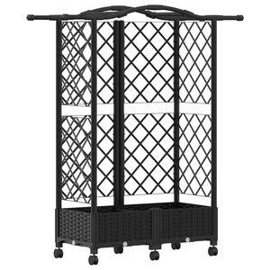 vidaXL Pacelta gulta ar treliem un jumtu Melns 124 x 40 x 129 cm PP