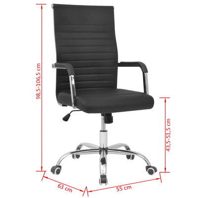 vidaXL biroja krēsls, 55x63 cm, melna mākslīgā āda
