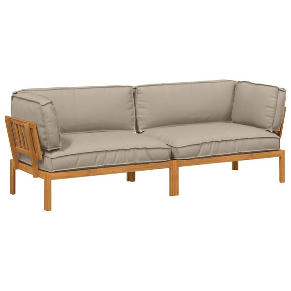 vidaXL Dīvānu komplekts 2 pcs Pelēkbrūna Cietā akācijas koks