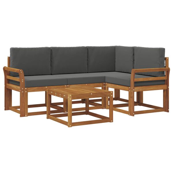 vidaXL Āra dīvānu komplekts ar spilvenu 5 pcs Dabisks un antracīts