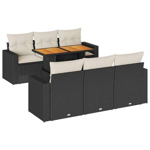 vidaXL 7-daļīgs dārza dīvāna komplekts ar matračiem, melna PE