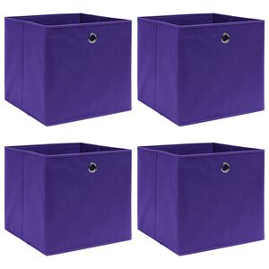 vidaXL uzglabā&scaron;anas kastes, 4 gab., violetas, 32x32x32 cm, audums