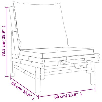 vidaXL dārza krēsli ar krēmbaltiem matračiem, 2 gab., bambuss