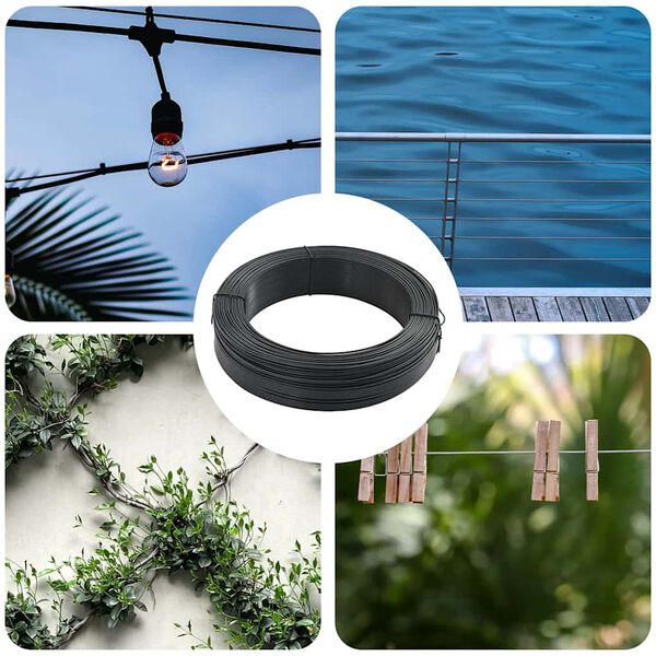 vidaXL žoga sasaistes stieple, 250 m, 0,9/1,4 mm, pelēks tērauds