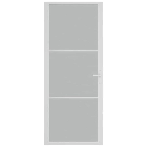 vidaXL iek&scaron;durvis, 83x201,5 cm, matēti baltas, ESG stikls un alumīnijs