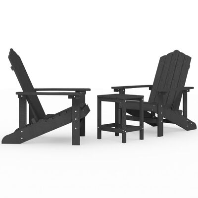vidaXL dārza krēsli ar galdiņu, HDPE, antracītpelēki