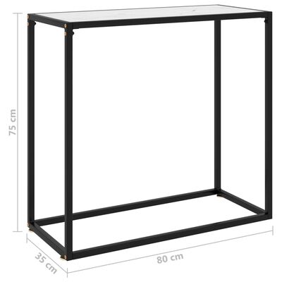 vidaXL konsoles galdiņš, balts, 80x35x75 cm, rūdīts stikls