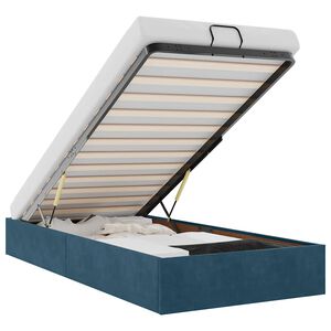 vidaXL Osmaņu gultas rāmis bez matrača tum&scaron;i zils 90x190 cm samts