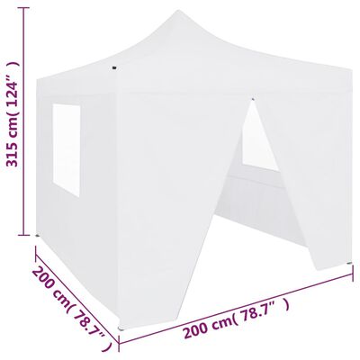 vidaXL saliekama nojume ar 4 sienām, balta, 2x2 m, tērauds