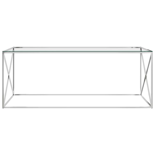 vidaXL kafijas galdiņ&scaron;, sudrabains, 120x60x45 cm, tērauds, stikls