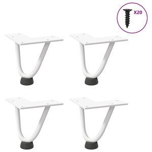 vidaXL kafijas galdiņa matadatas kājas, 4 gab., baltas, 10 cm, masīvs tērauds