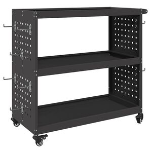 vidaXL Instrumentu ratiņi Melns 75 x 35 x 73 cm Auksti velmēta tērauds