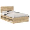 vidaXL Gultas rāmis Sonomas ozols 120 x 190 cm Ciets priedes koks