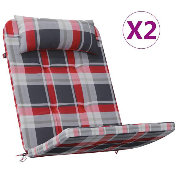 vidaXL Krēslu spilveni &Scaron;ķērsots 2 pcs Sarkans rūtiņ&scaron; 58 x 77 x 4,5 cm