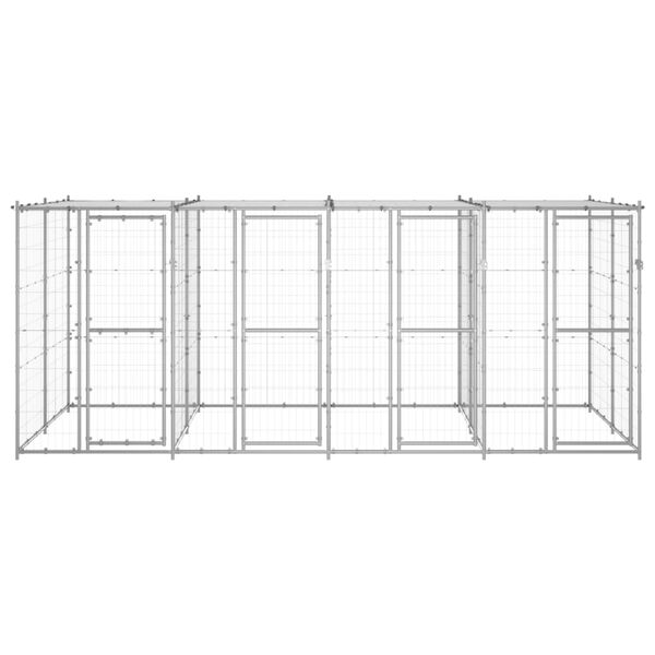 vidaXL suņu voljērs ar jumtu, 9,68 m&sup2;, cinkots tērauds