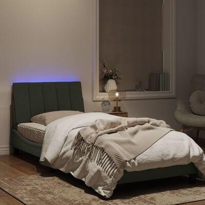 vidaXL gultas rāmis ar LED, gaiši pelēks, 90x190 cm, samts