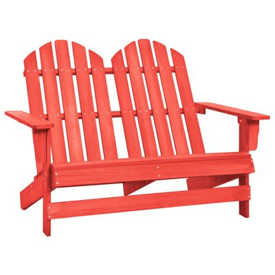 vidaXL divvietīgs dārza krēsls, egles masīvkoks, sarkans